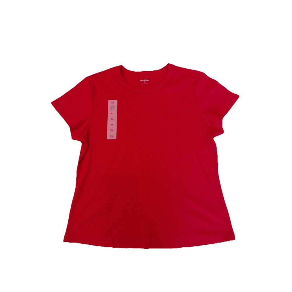 Old Navy Women's Size Medium Ribbed Snug Fit Baby Tee Red NWOT XL